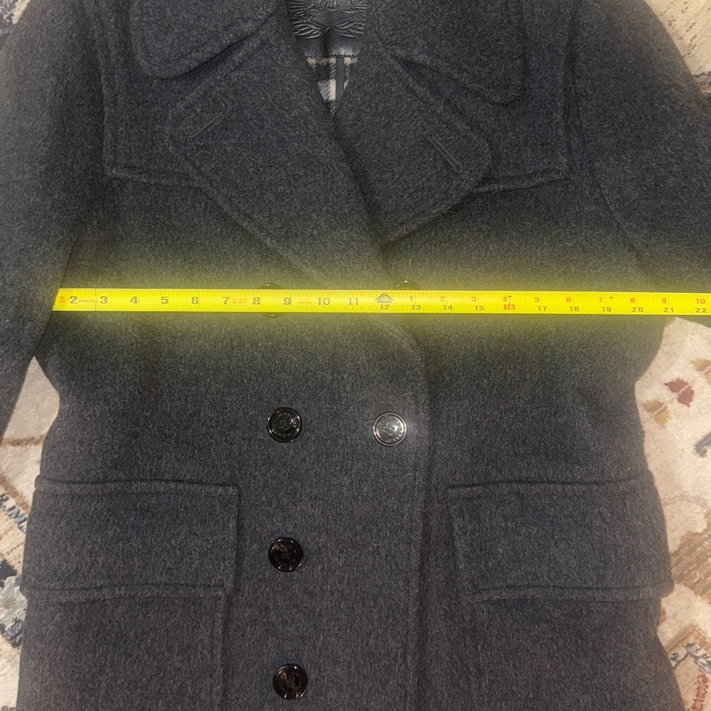 Burberry Charcoal Gray Double-Breasted Wool Coat Jacket Men's Large - Picture 9 of 9